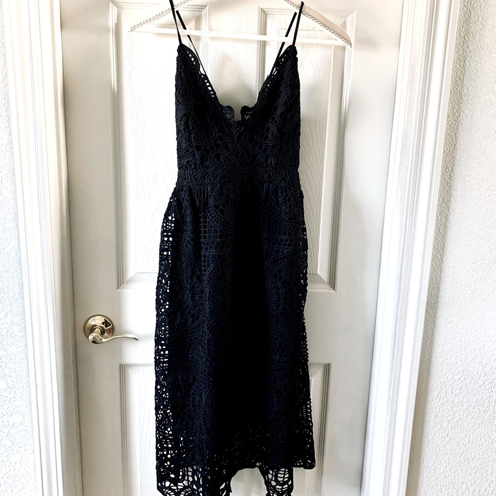 Black Mandala Lace Midi Summer Dress